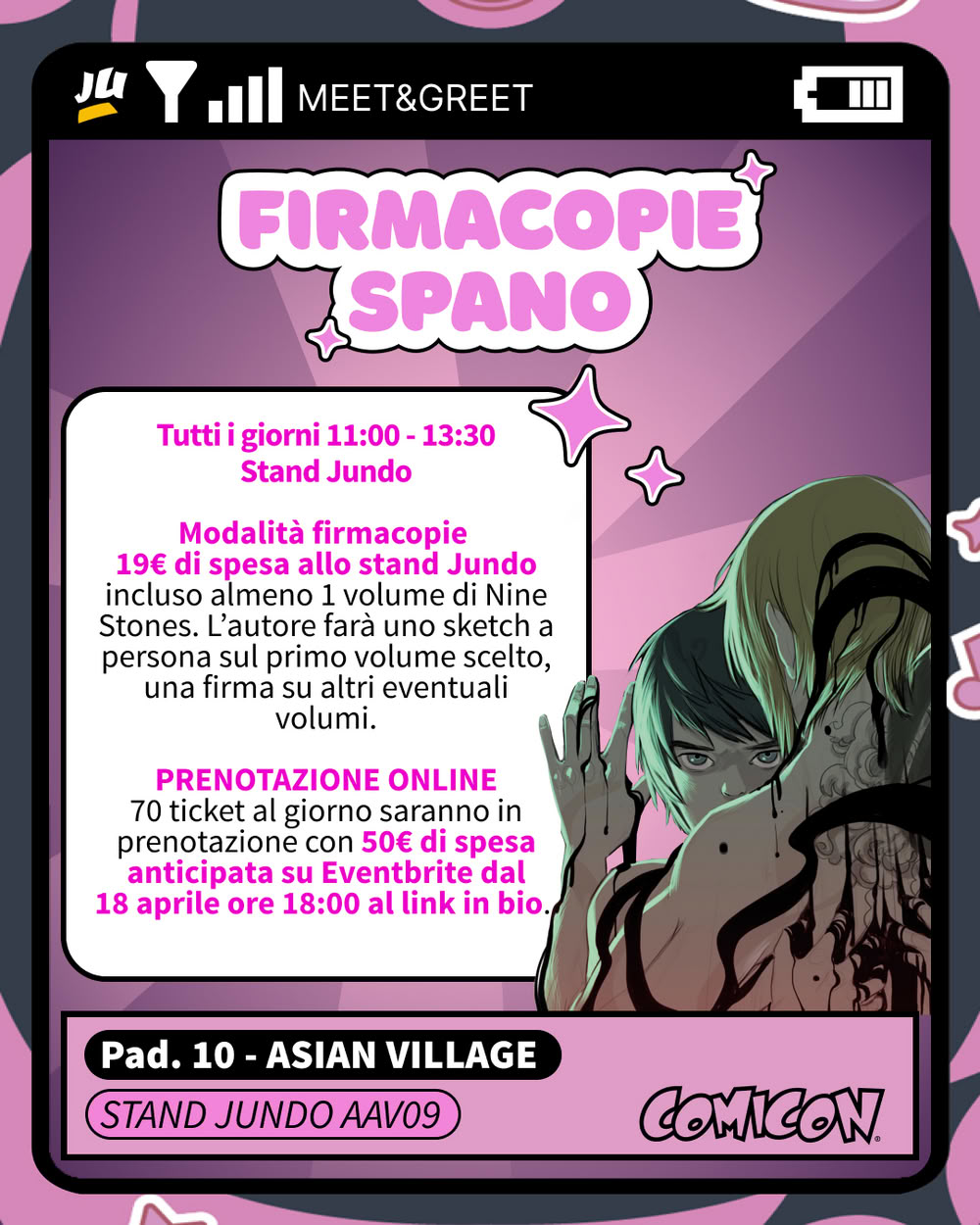 Jundo: modalità per gli autografi degli ospiti al COMICON Napoli 2026