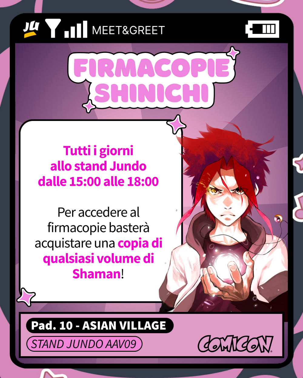 Jundo: modalità per gli autografi degli ospiti al COMICON Napoli 2026