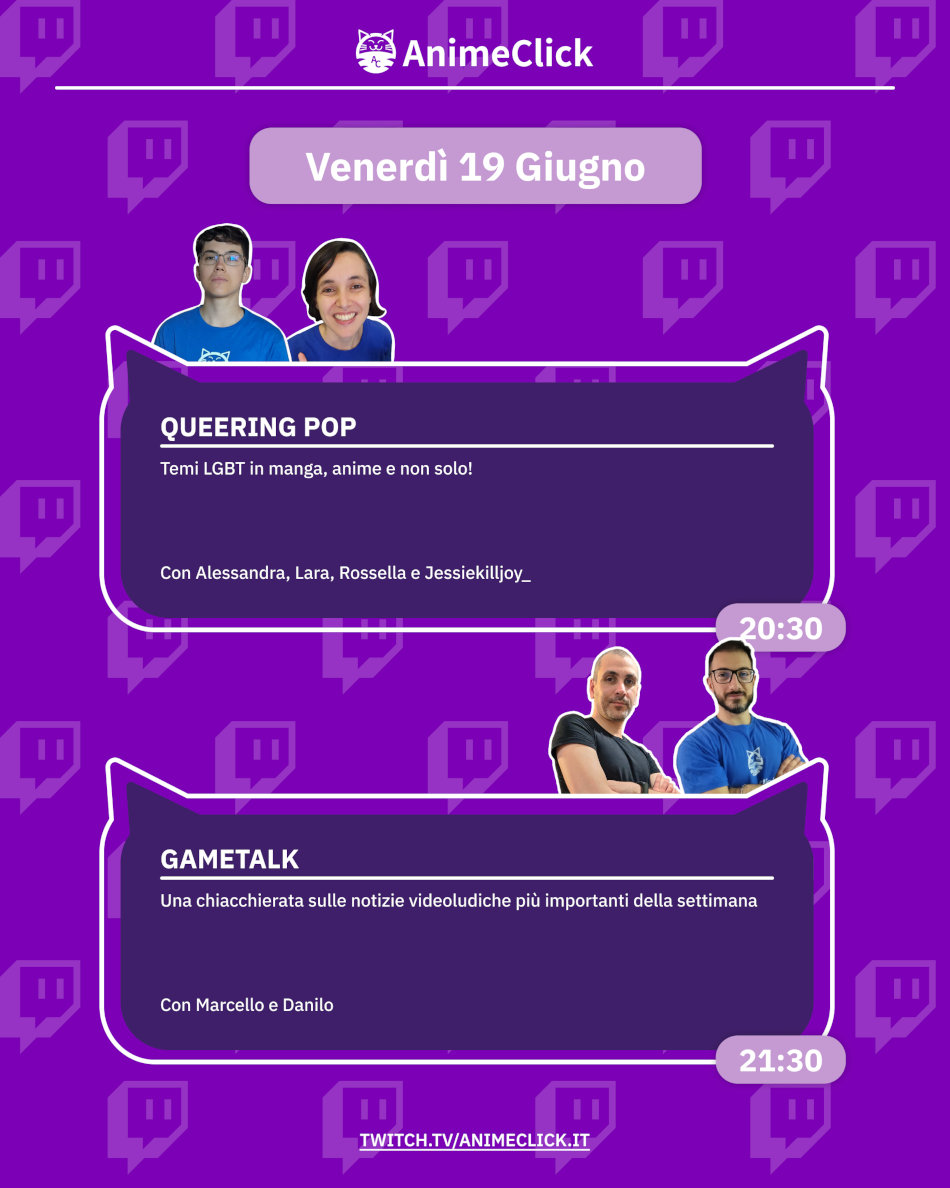 AnimeClick su Twitch: programma dal 9 al 15 giugno AnimeClick su Twitch: programma dal 9 al 15 giugno