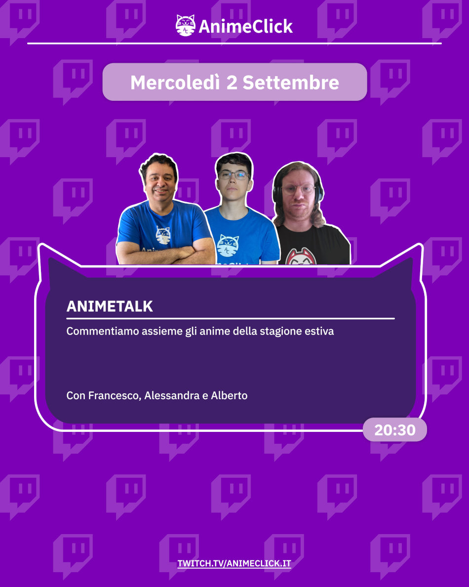 AnimeClick su Twitch: programma dal 31 agosto al 6 settembre - Arriva Toshokan AnimeClick su Twitch: programma dal 31 agosto al 6 settembre - AnimeTalk