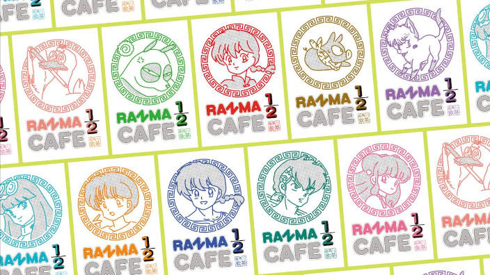 Il cast di Ranma 1/2 nell'omonimo cafè di Tokyo