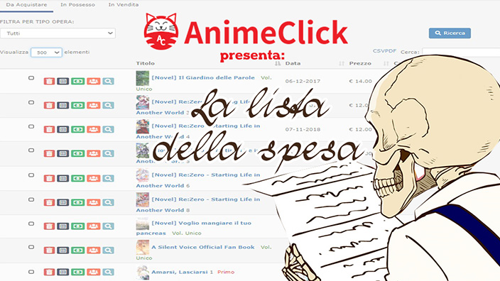 La lista della spesa di AnimeClick.it: mai più senza