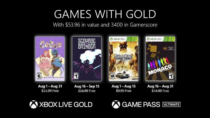 Annunciati i Games With Gold di agosto 2022
