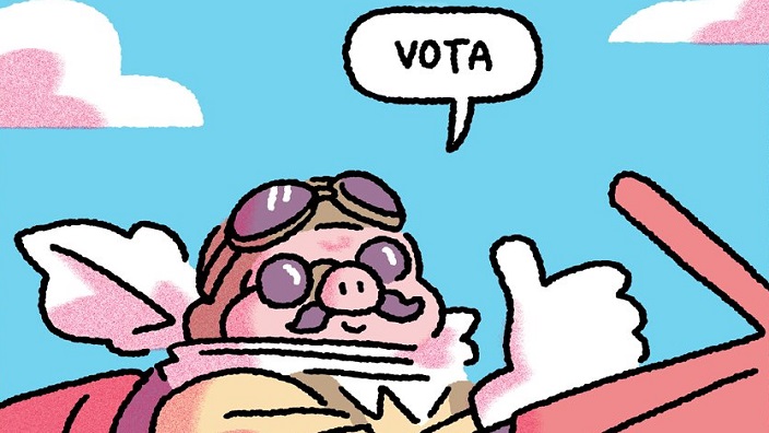 Porco Rosso diventa virale per spingere gli spagnoli al voto
