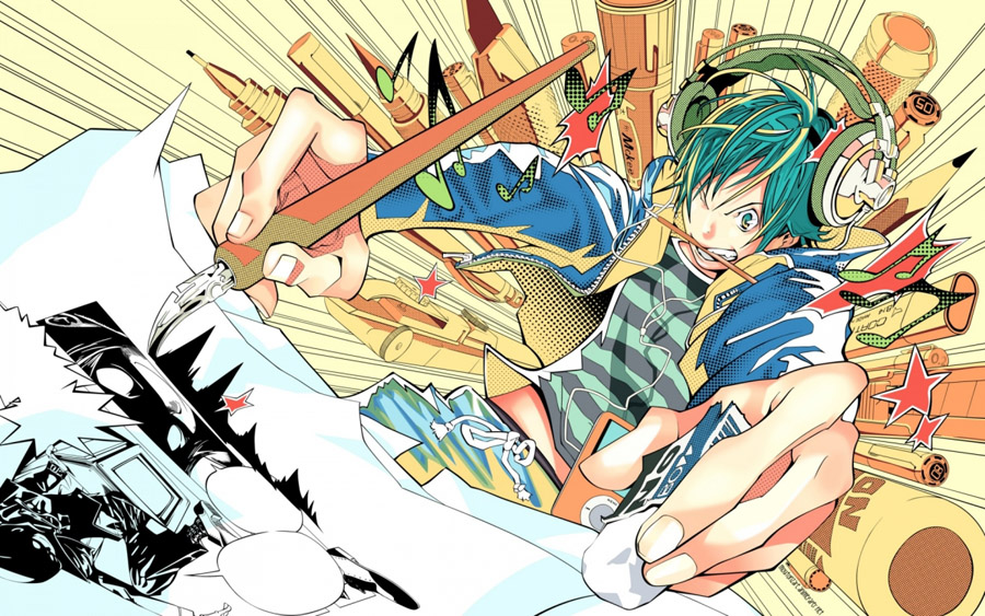 Moritaka in piena azione Bakuman_color_1