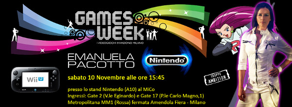Banner Emanuela Pacotto al Games Week per Nintendo Banner Emanuela Pacotto al Games Week per Nintendo