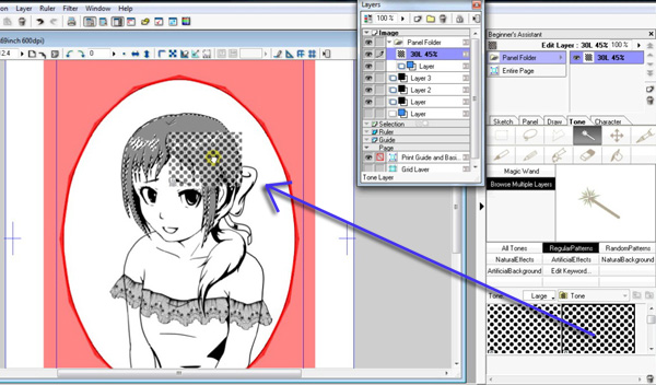 Manga Studio Debut - Applicazione retino