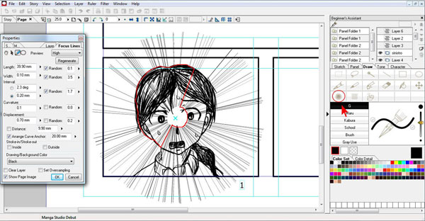 Manga Studio Debut 4 - linee cinetiche - focus lines Manga Studio Debut 4 - linee cinetiche - focus lines