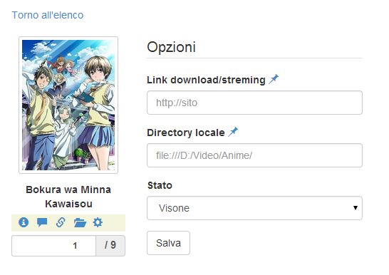 Estensione per Browser -Opzioni Anime
